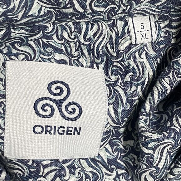 NWT Origen Man Storm LS Button Up Shirt Floral AOP Print Linen Blend Blue XL Men - Picture 5 of 11